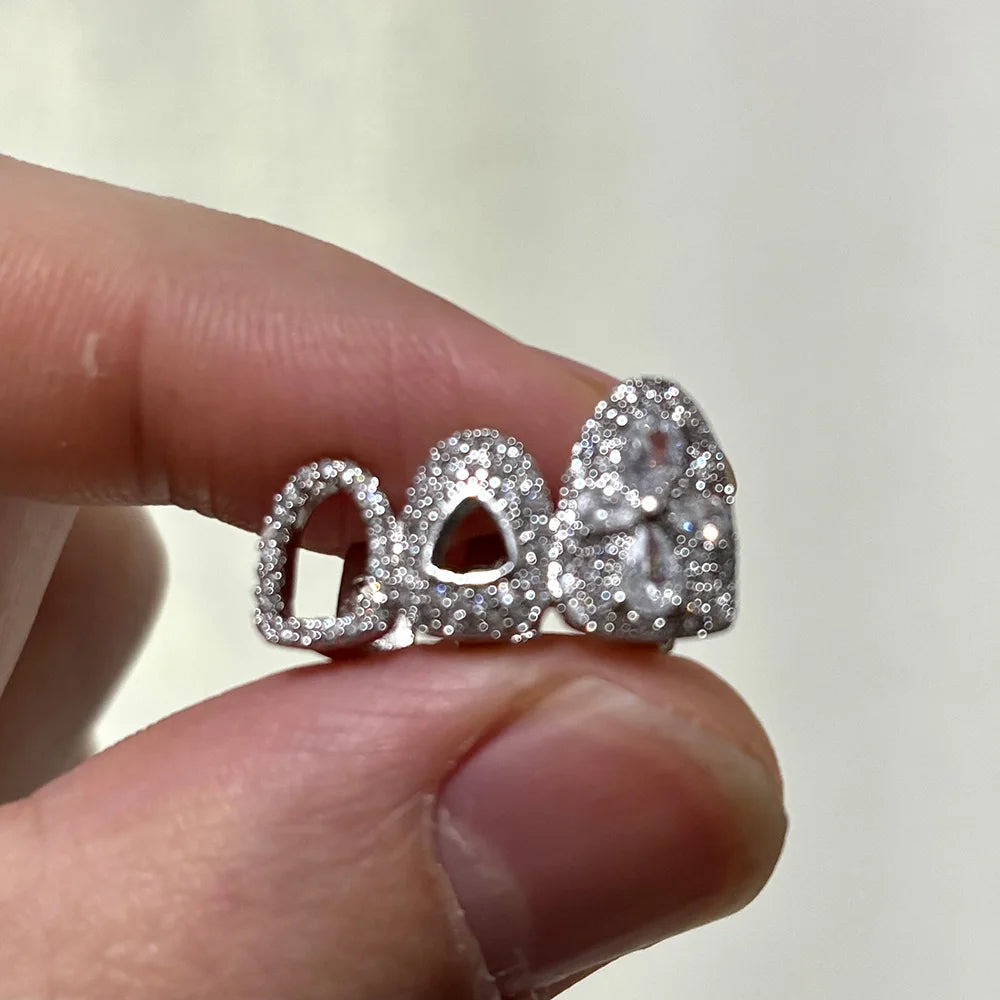 Iced Triple Hollow Tooth Grillz