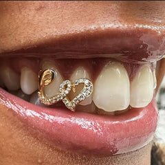 Iced Double Heart Tooth Grillz