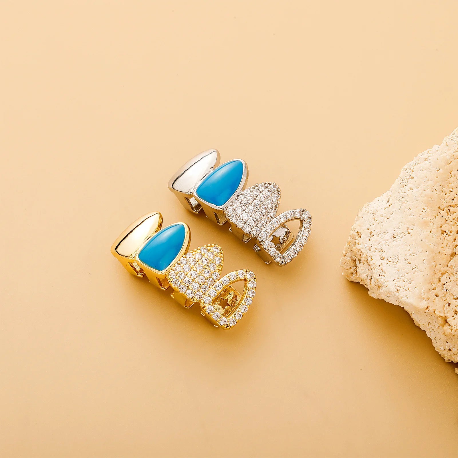 Iced Hollow Blue Tooth Grillz