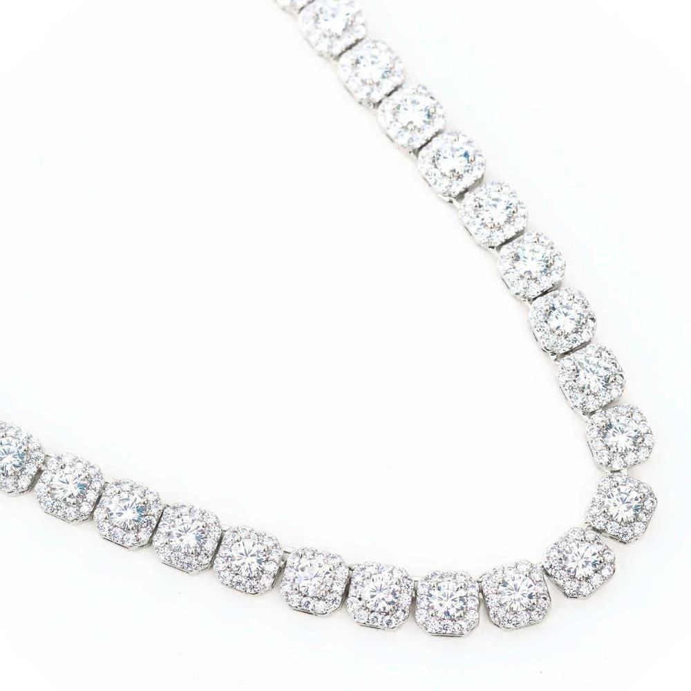 9mm Square Clustered Tennis Necklace