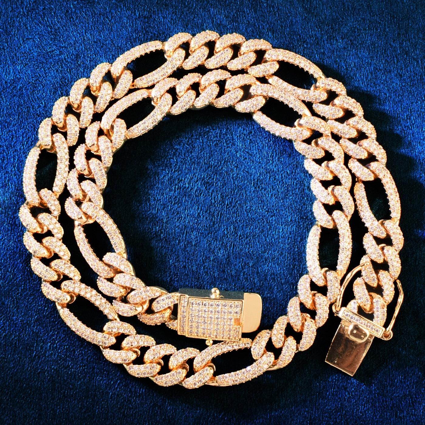 8mm Iced Figaro Chain