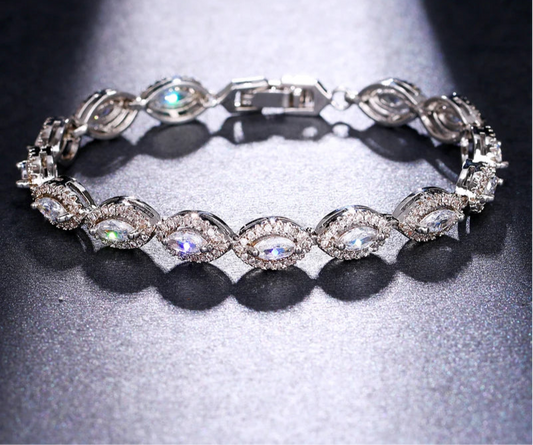 Clustered Geometric Tennis Bracelet