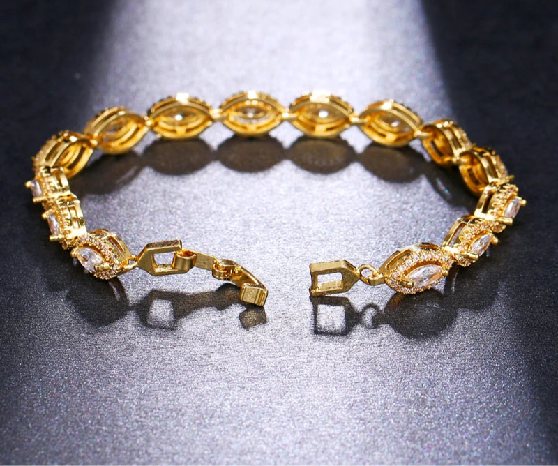 Clustered Geometric Tennis Bracelet
