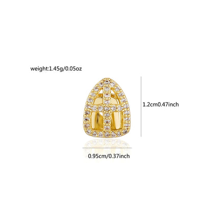 Iced Hollow Cross Tooth Grillz