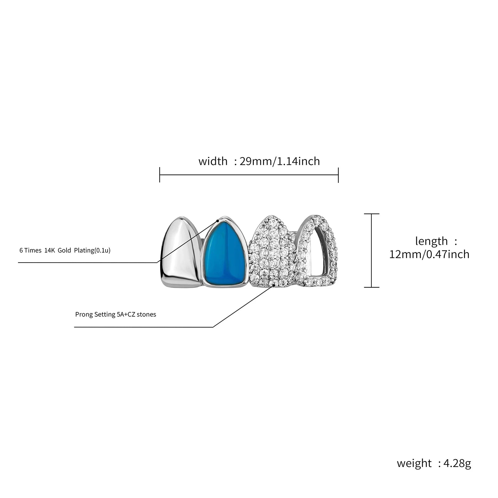 Iced Hollow Blue Tooth Grillz
