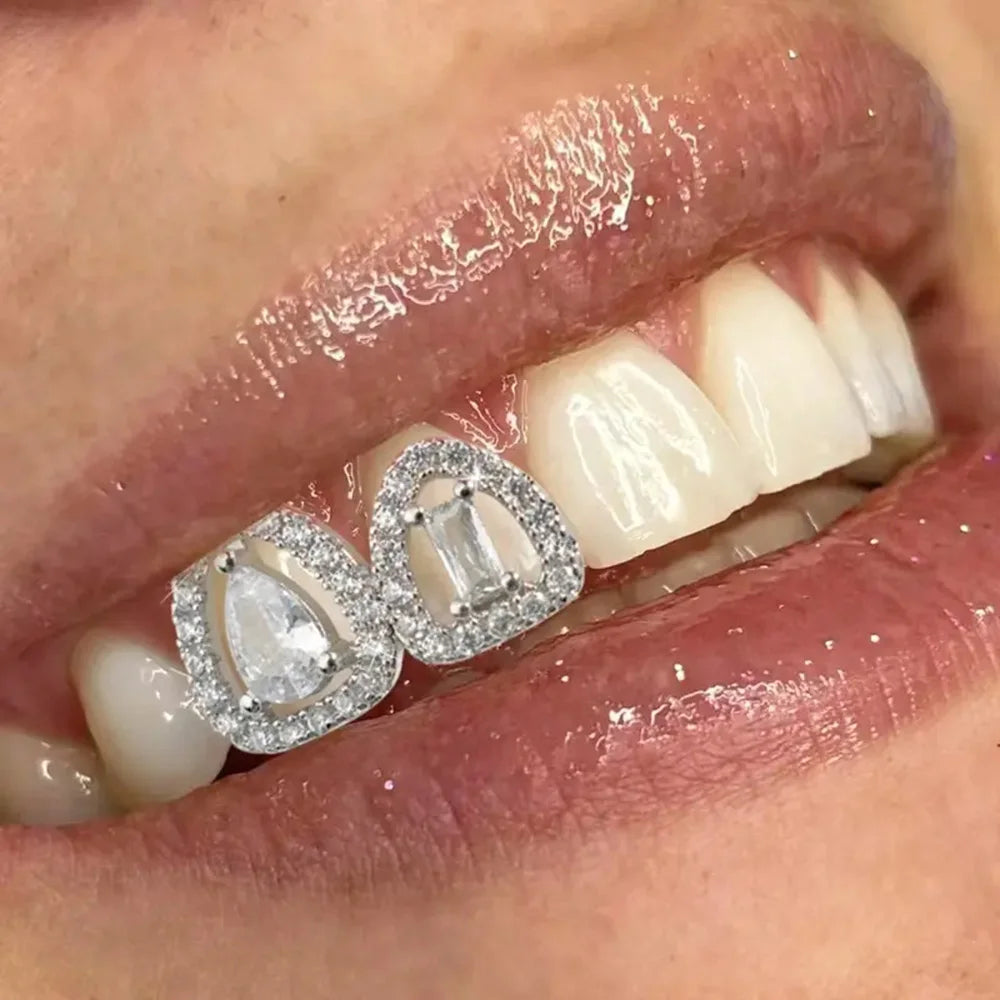Iced Hollow Baguette Tooth Grillz