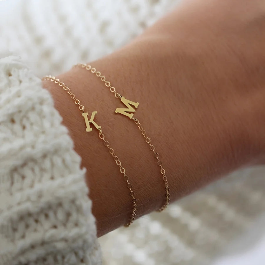 Custom Gold Letter Bracelet
