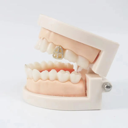 Iced Hollow Cross Tooth Grillz