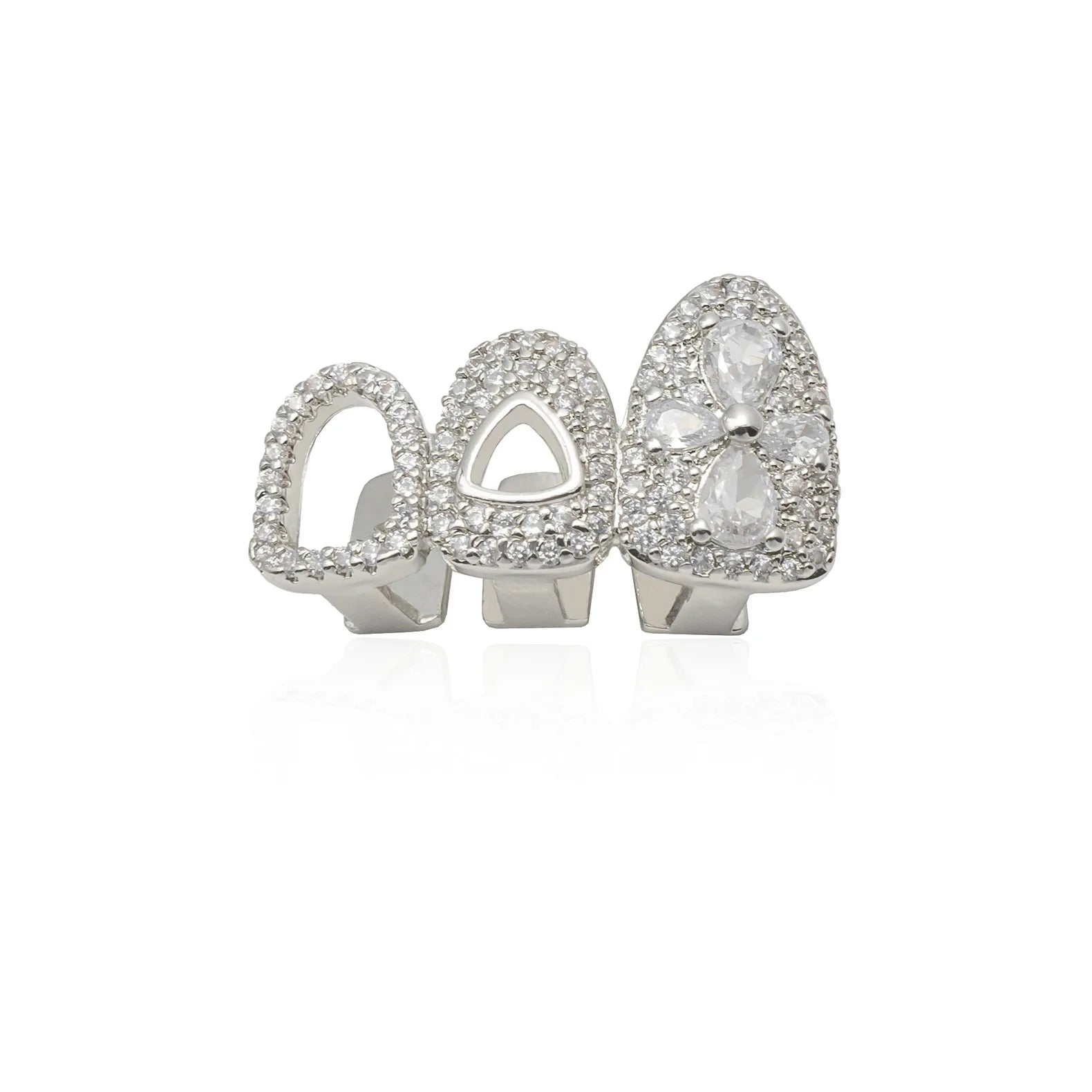 Iced Triple Hollow Tooth Grillz