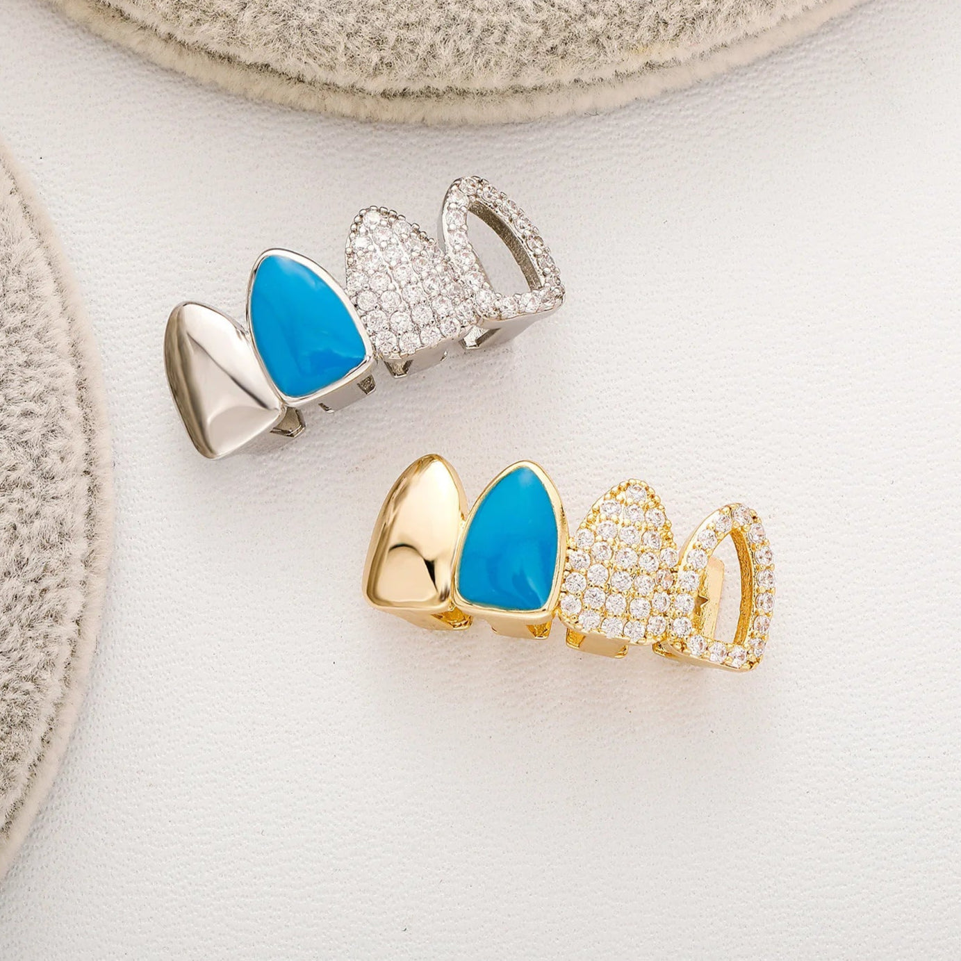 Iced Hollow Blue Tooth Grillz