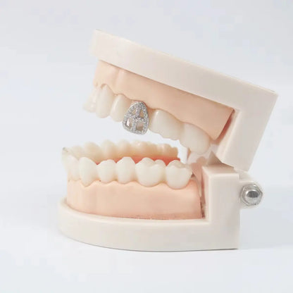 Iced Hollow Cross Tooth Grillz