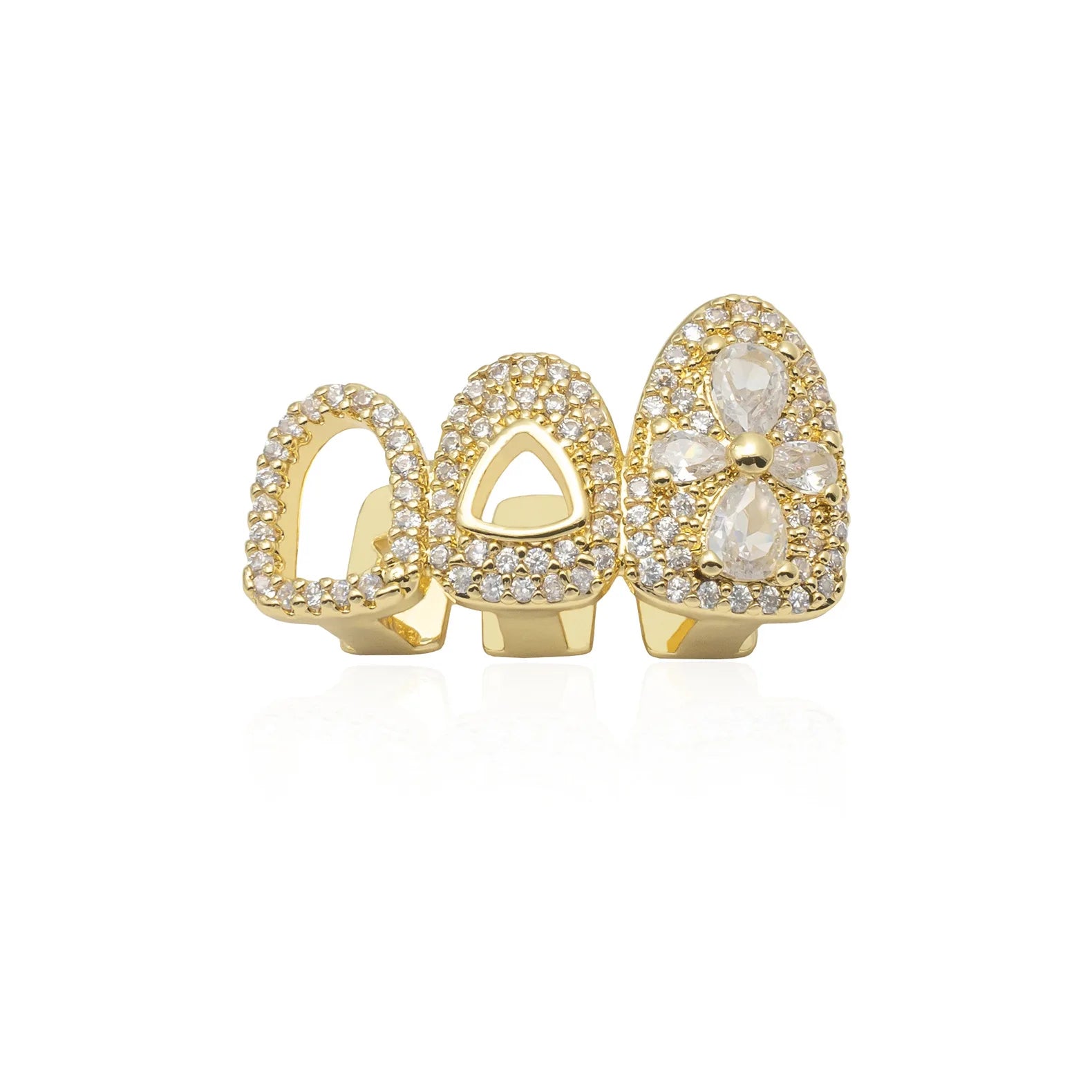 Iced Triple Hollow Tooth Grillz
