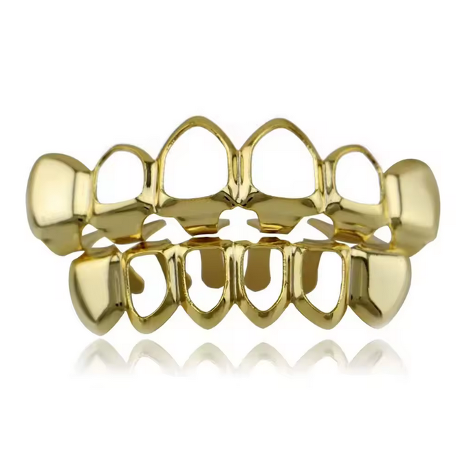 Plated Hollow Tooth Full Set Grillz