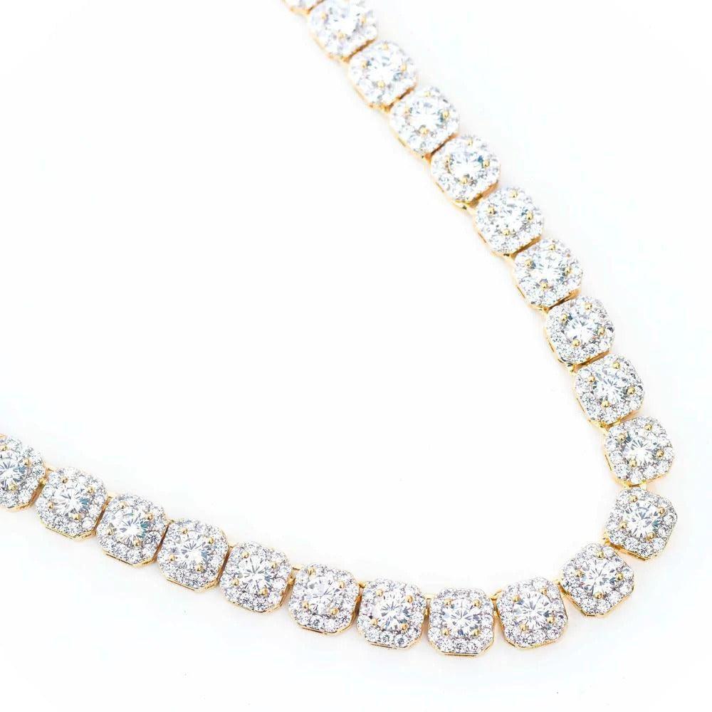 9mm Square Clustered Tennis Necklace
