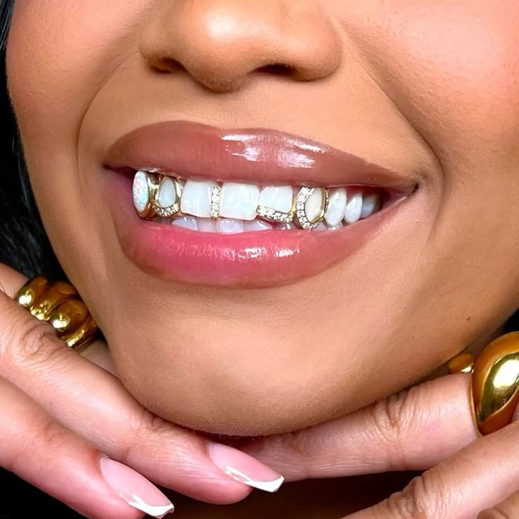 Iced Hollow Tooth and Bar Tooth Grillz