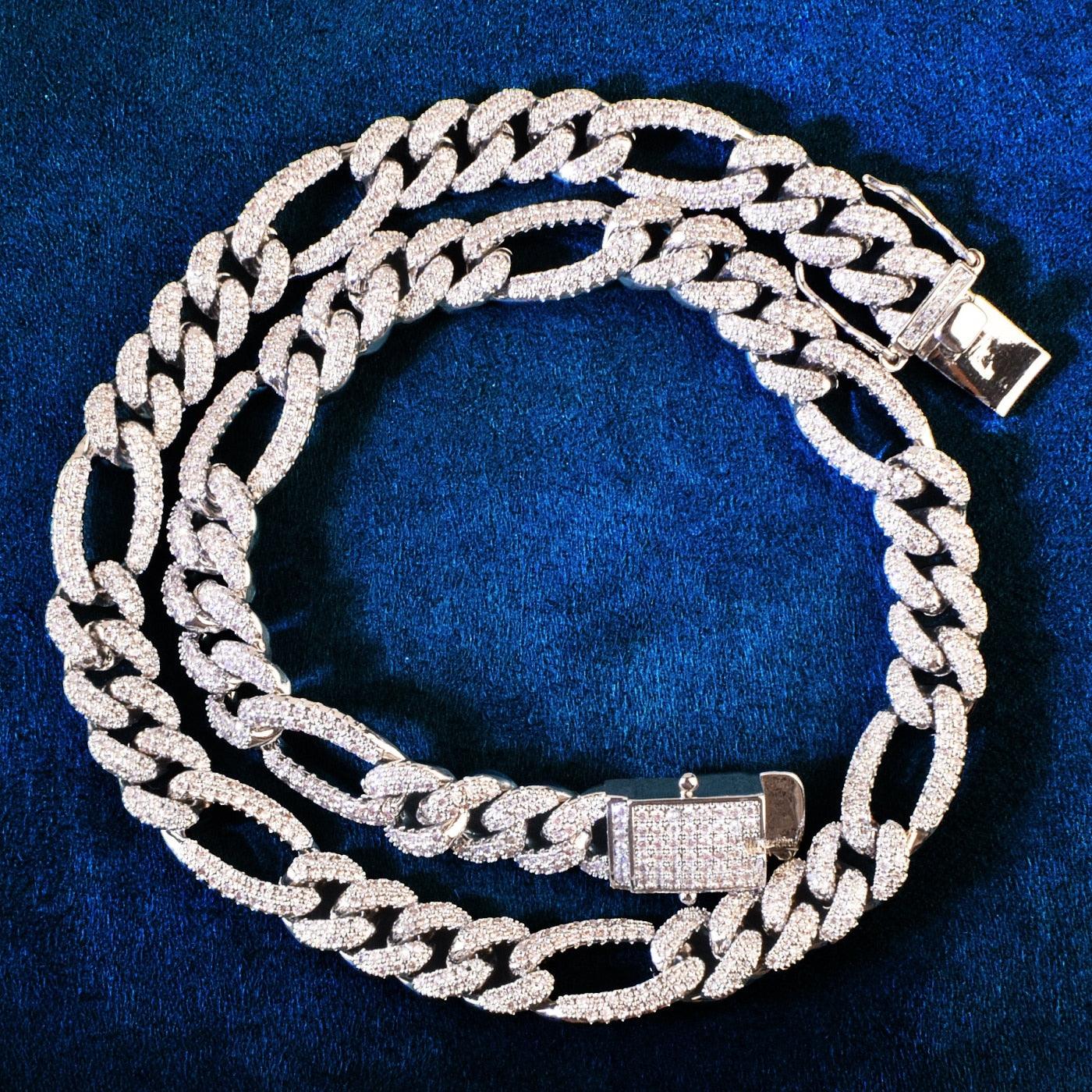 8mm Iced Figaro Chain